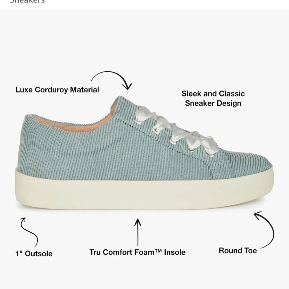 ournee Womens Kinsley Tru Comfort Size 7 Green Corduroy Lace Up Sneakers. - Picture 7 of 9